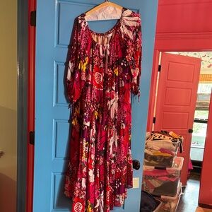 Trina Turk Vibrant Floral Long Sleeve Dress xl